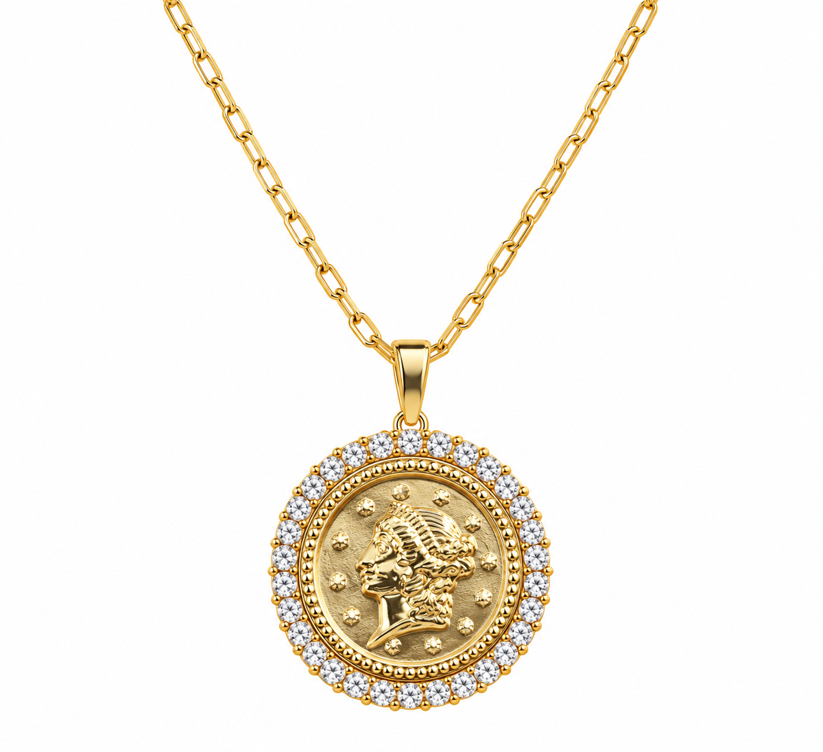 Coin X CZ Necklace