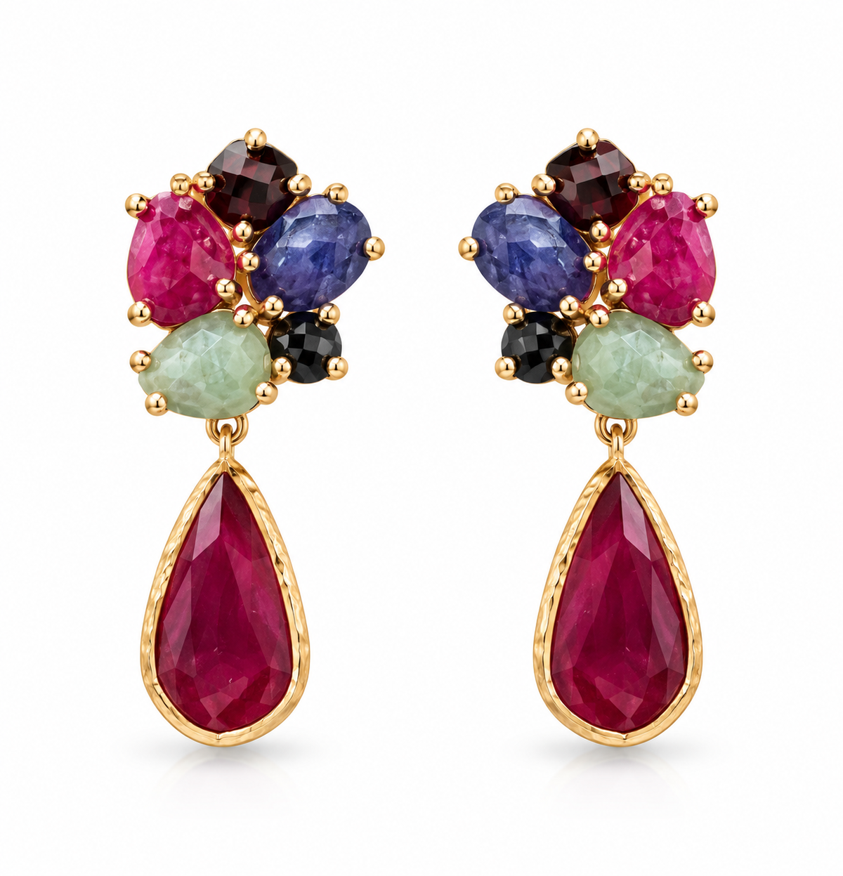 Ruby Clustered Stoned Earrings