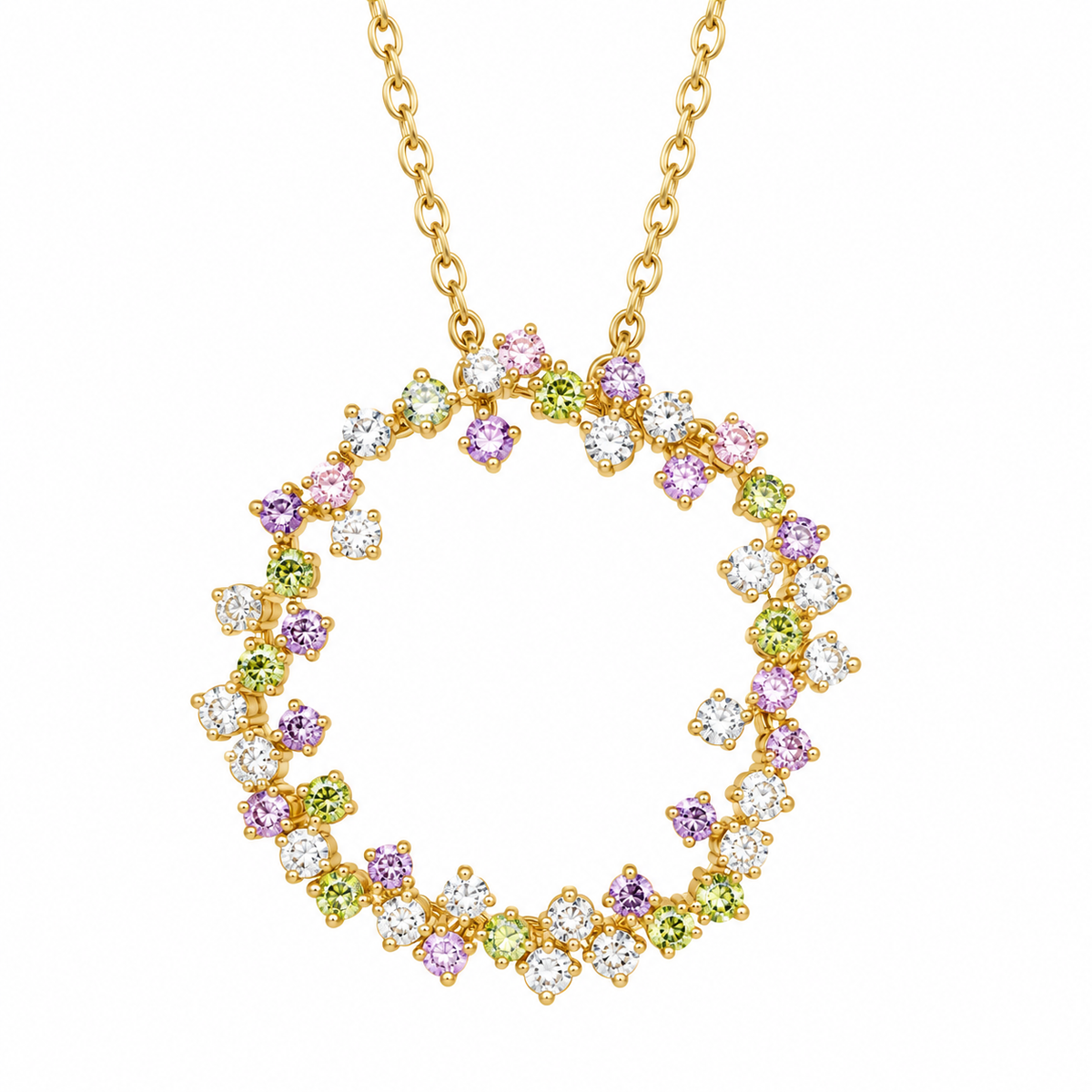 Colored stones round pendant