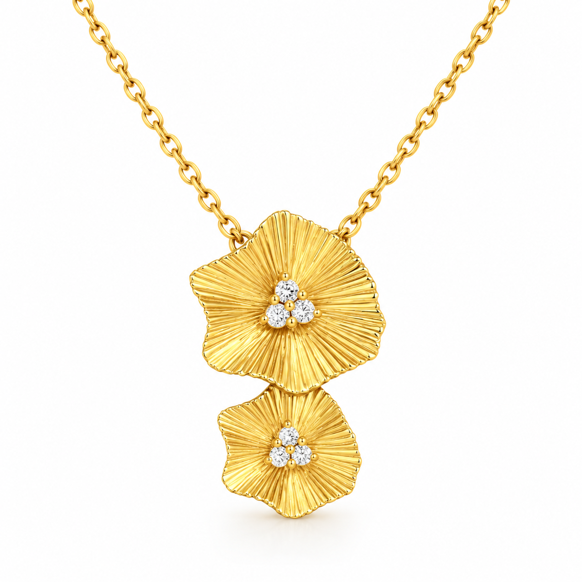 Double Ribbed Flower Necklace