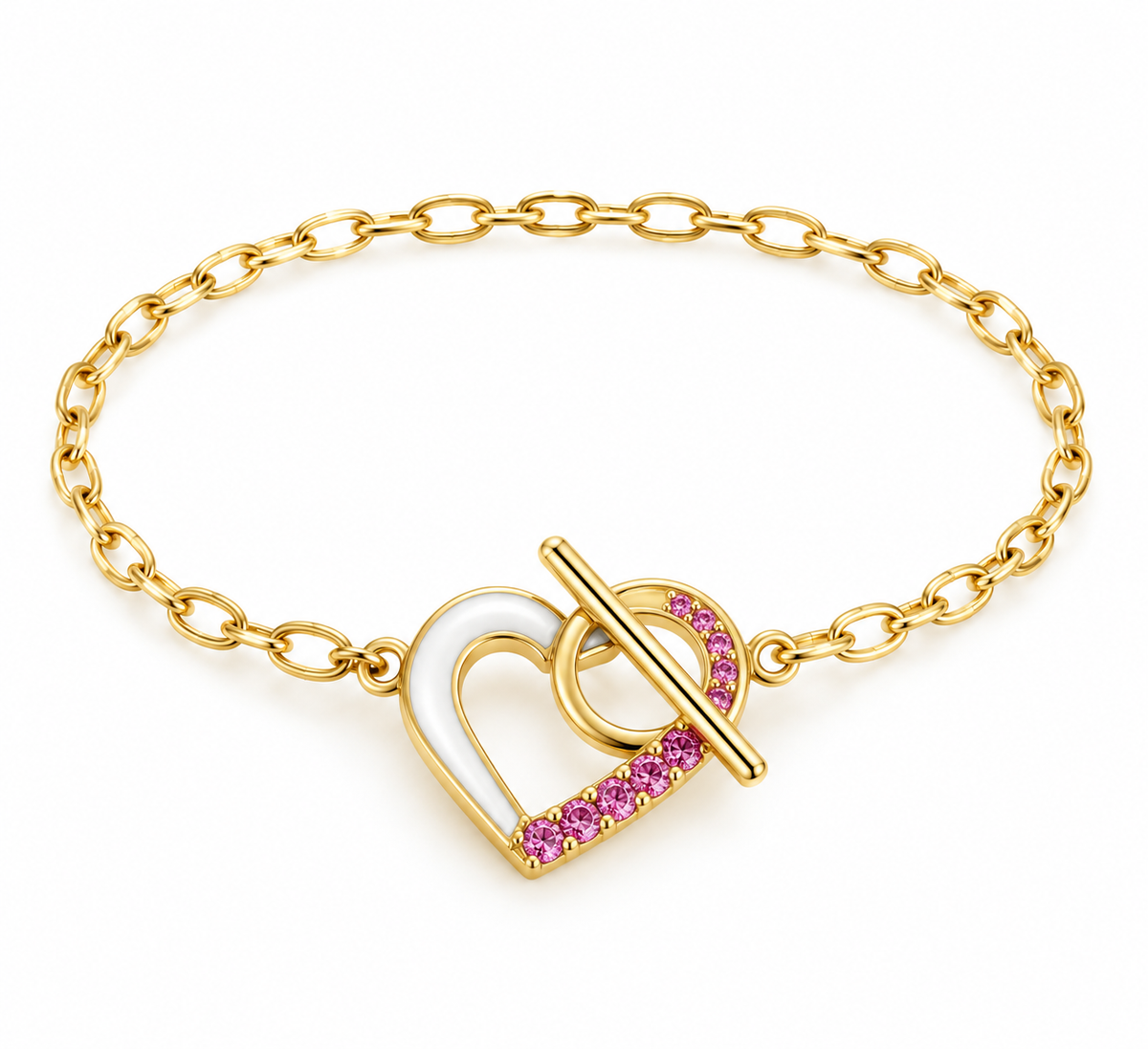 Linked Paper Clip Heart Bracelet
