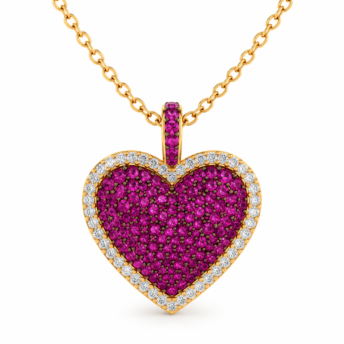 Ruby Pink Heart Necklace