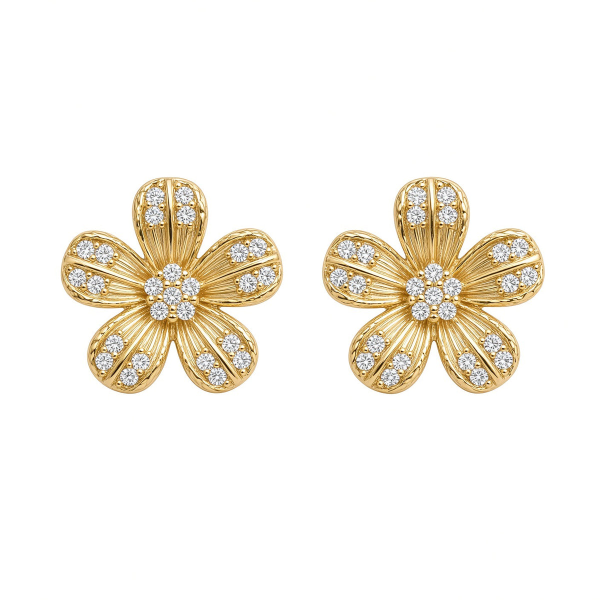 Ribbed Flower Earrings