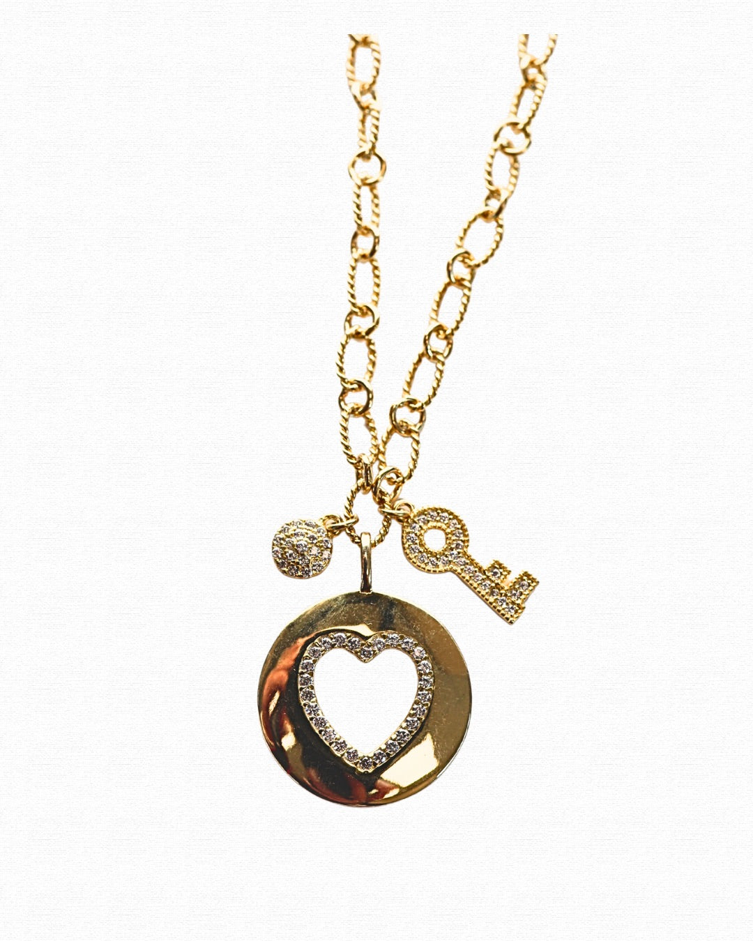 Heart Disc Charm Necklace