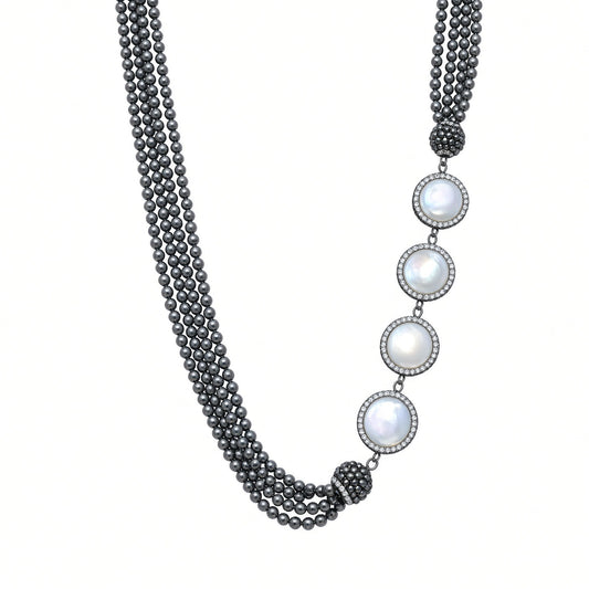 Mother of Pearl Garnet Necklace