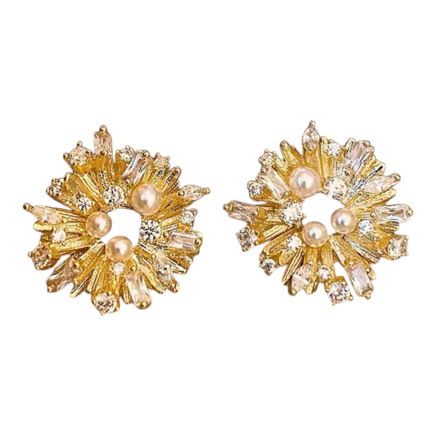 Cluster Goldie Pearl x CZ Earrings
