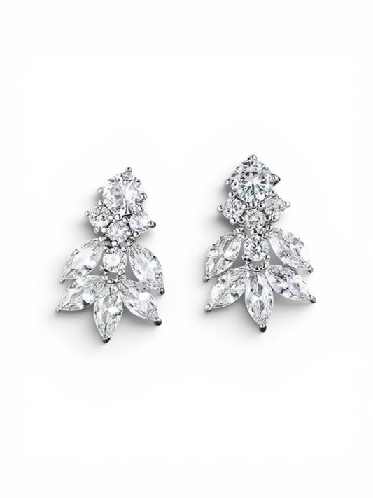 Fan Crystal Silver Earrings