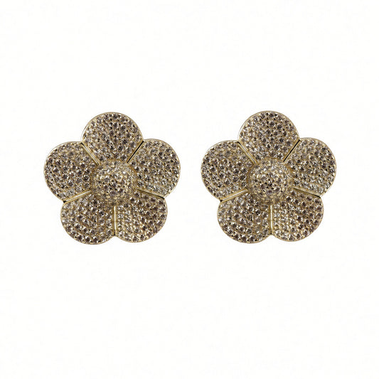 Pave Flower Stud Earrings