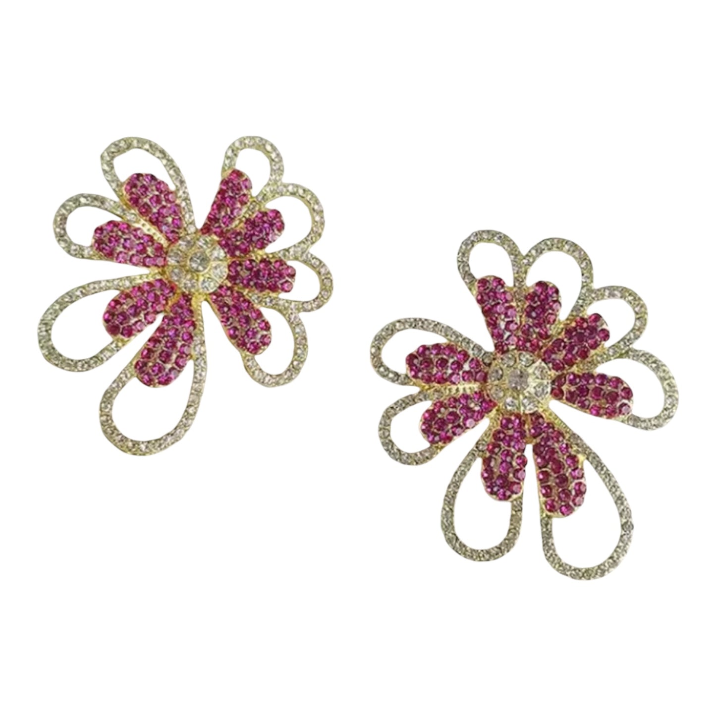 Pink X Gold Flower Earrings