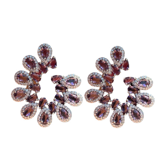 Purple X Silver Earrings