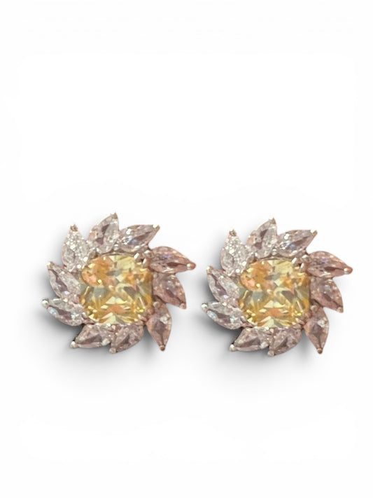 Yellow Topaz n CZ Earrings
