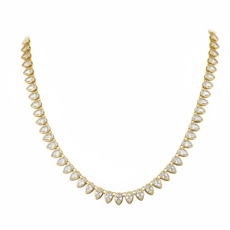 Bezel Pear Tennis Necklace