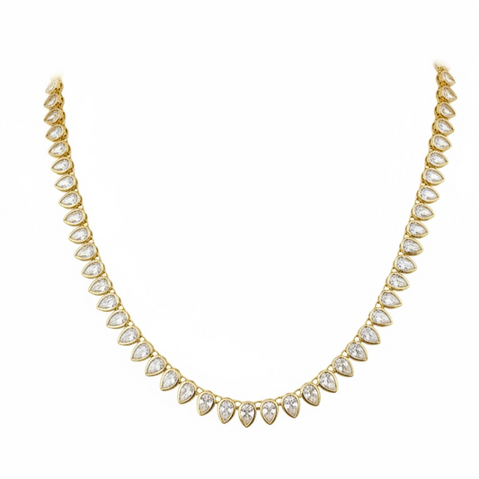 Bezel Pear Tennis Necklace