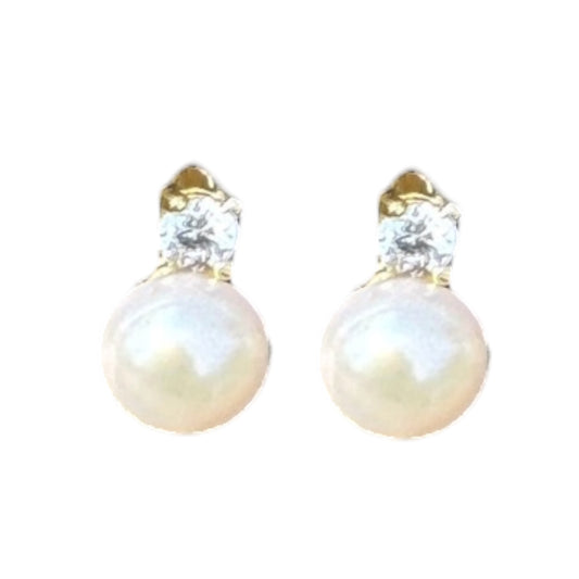 Pearl X CZ Stud Earrings