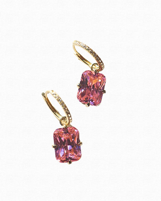 Pink Sapphire Trendy Hoop Earrings