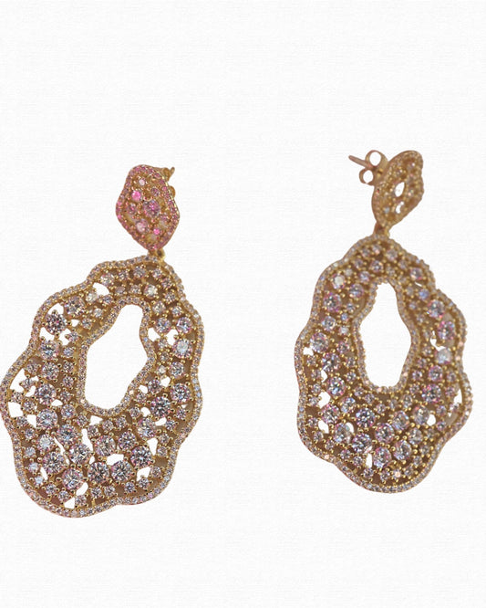 Edged Open Wavy Cocktail Earrings