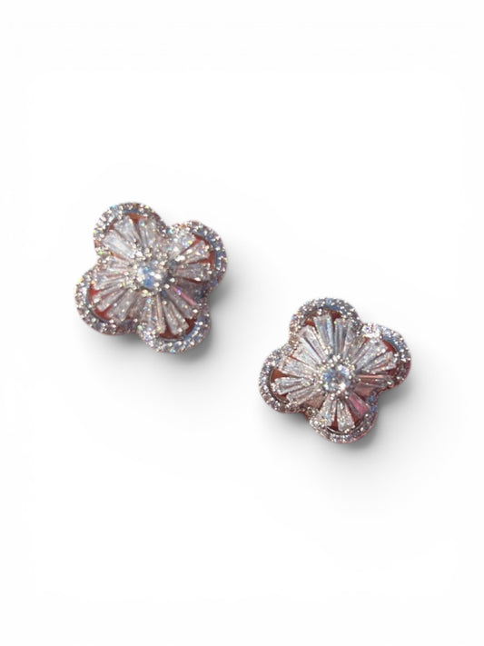 Clover Emerald Cut Stud Earrings