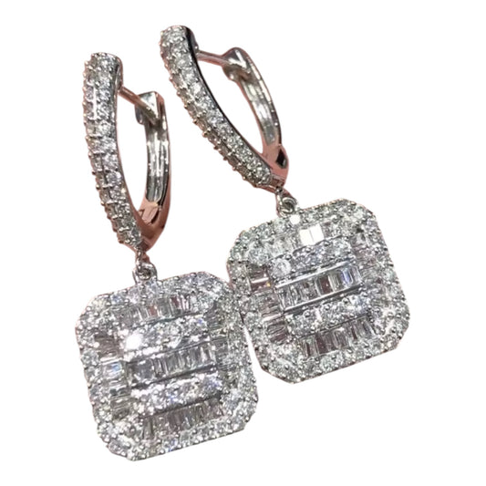 Emerald cut Hoop Earrings