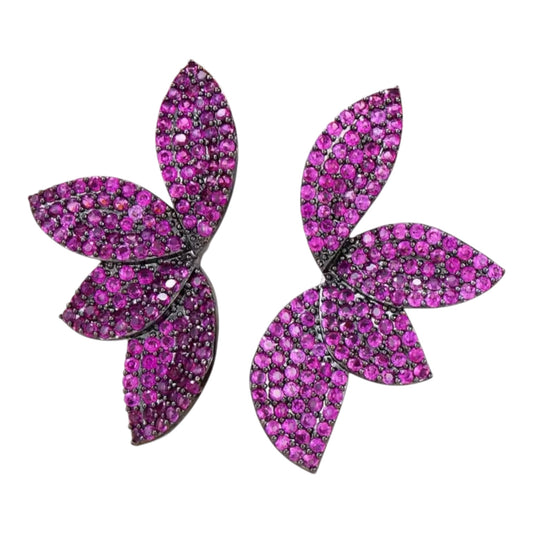 Half Petal Pink Ruby Earrings
