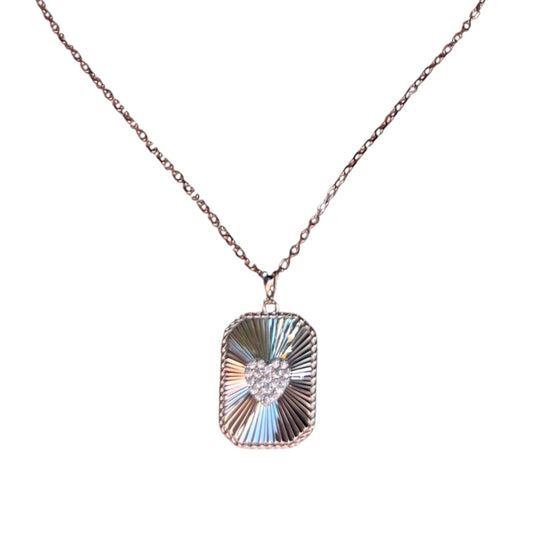 Heart Tag Ribbed Necklace