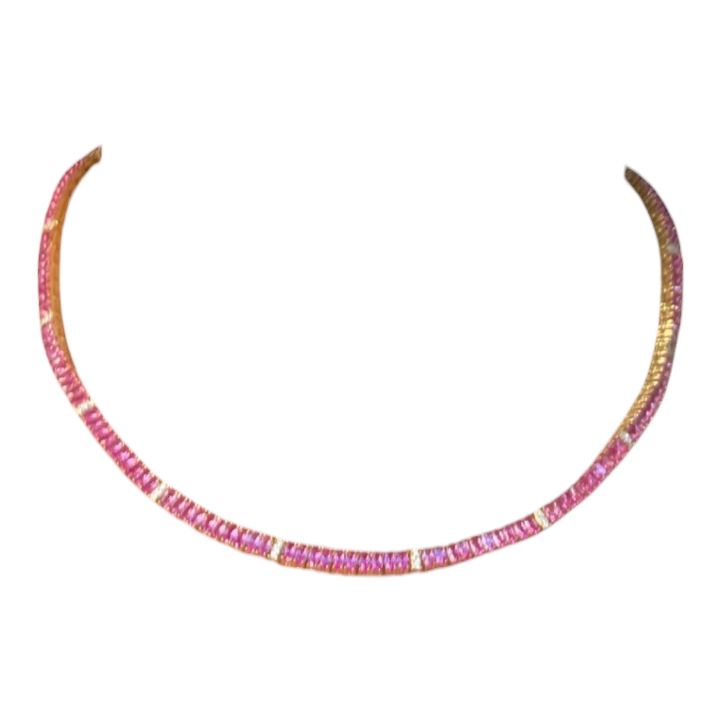 Pink Sapphire Oval Tennis Necklace
