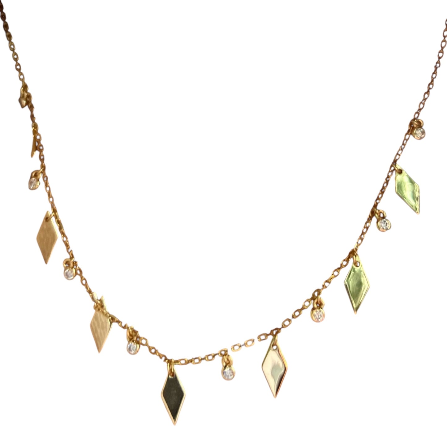 Hanging Gold cz Bazel Choker Necklace