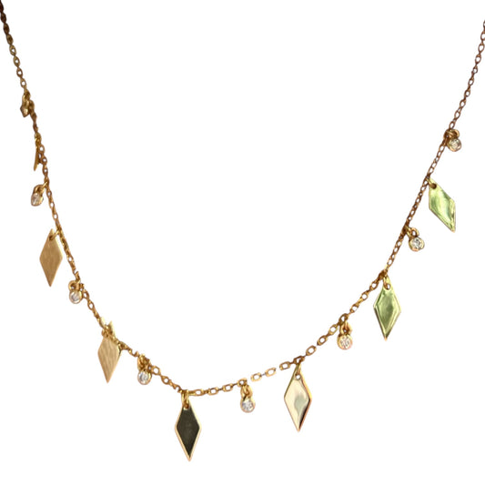 Hanging Gold cz Bazel Choker Necklace