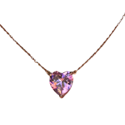 Pink Sapphire Heart Necklace