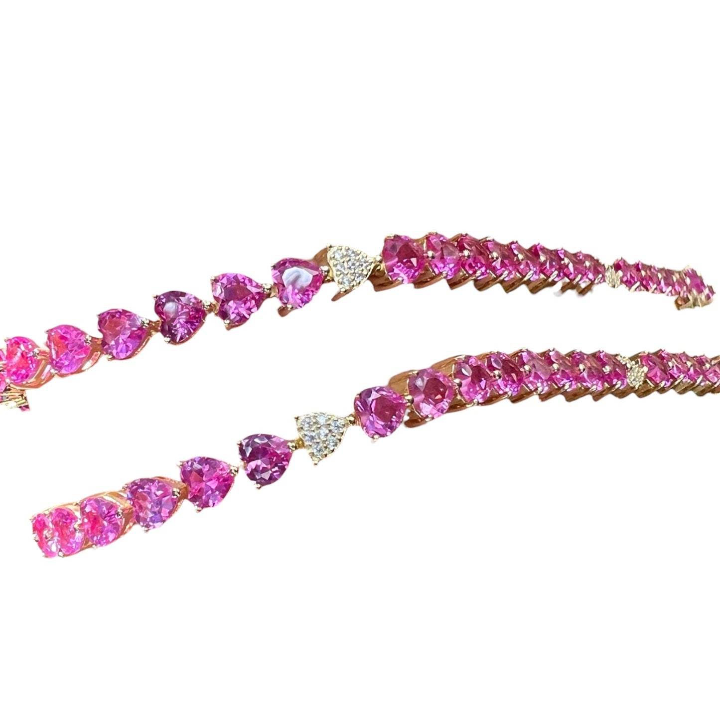 Pink Sapphire Heart Tennis Bracelet