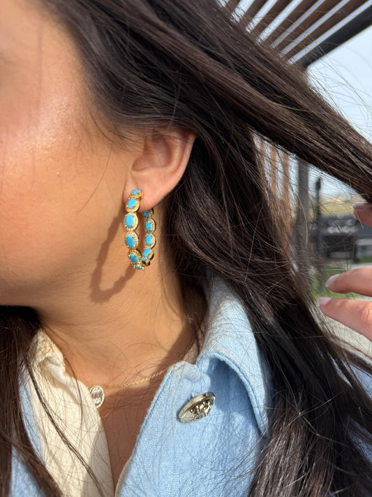 Blue Mirage Hoop Earrings