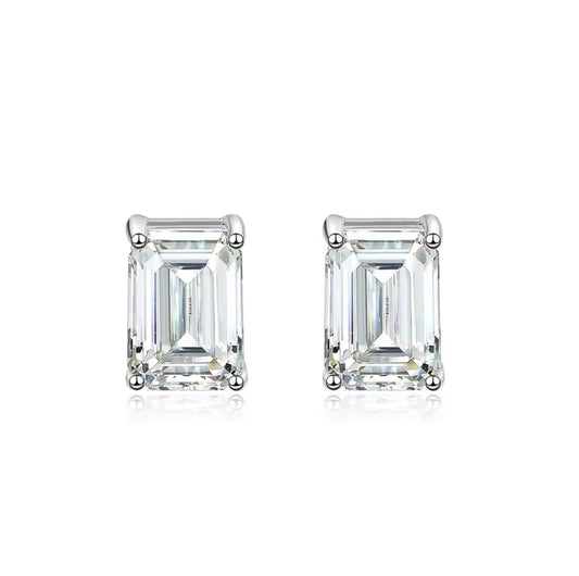 Emerald Cut Lab Diamond Stud Earrings