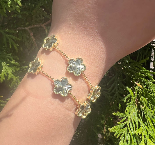 Gold X Floral Bracelet