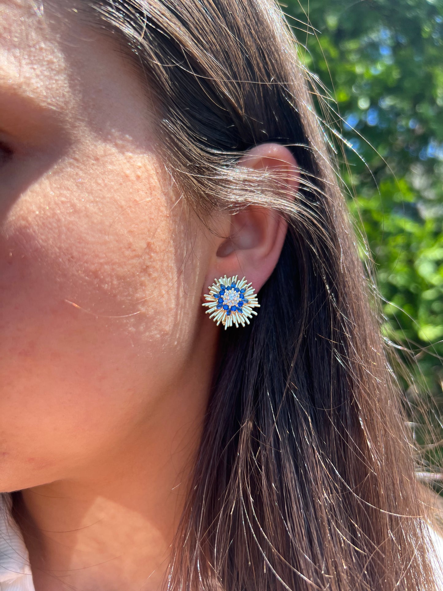 Blue Starburst stud earrings