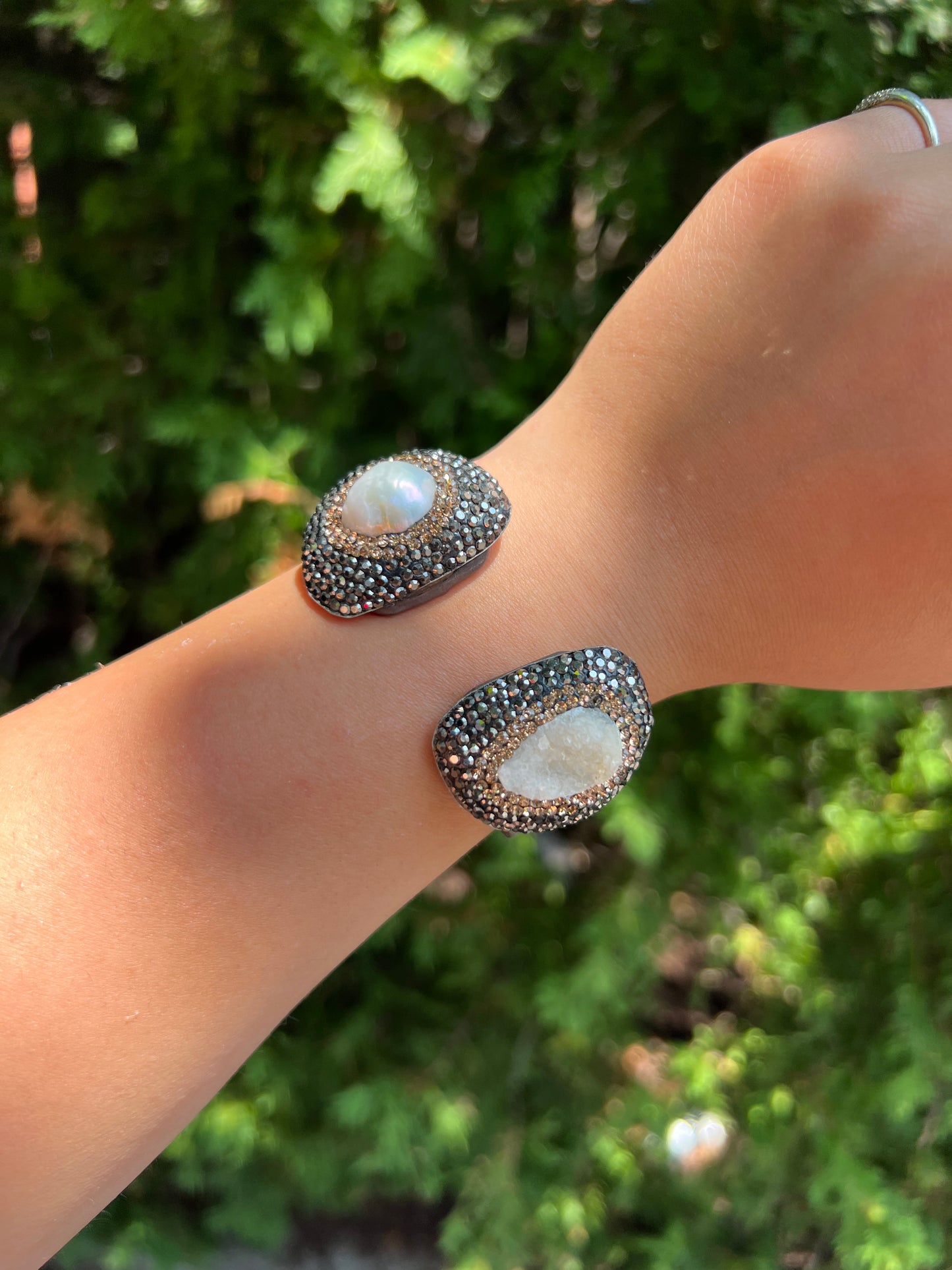 Bracelet with Druzy and Pearls