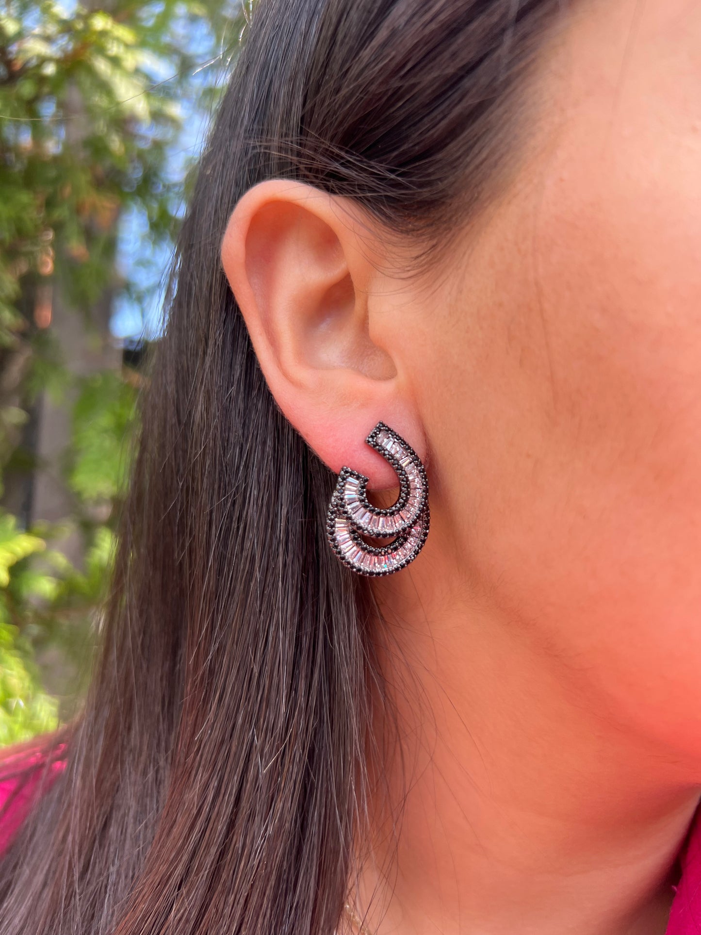 Black X White Loop Earrings