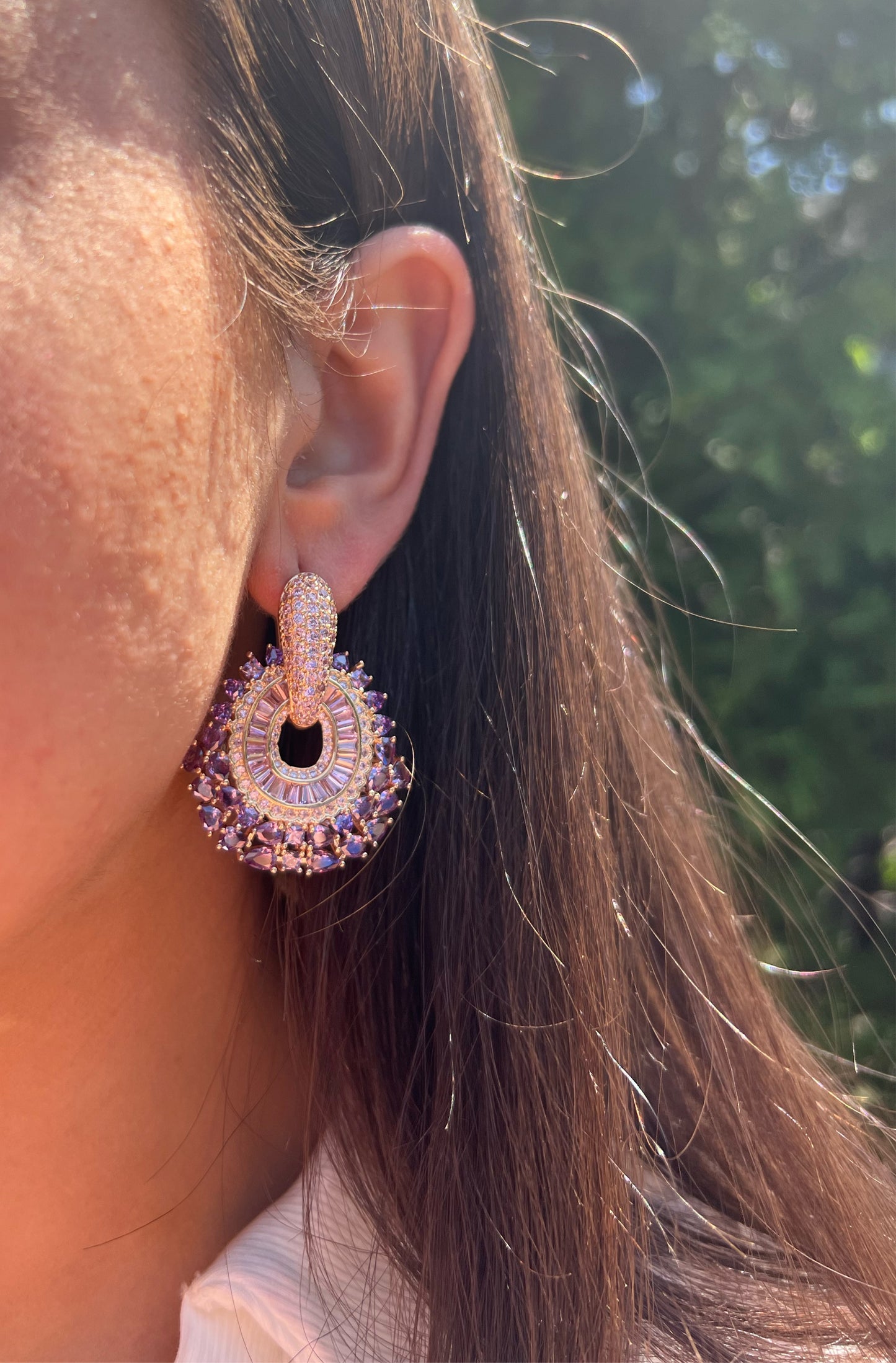 Hanging Purple Statement earrings