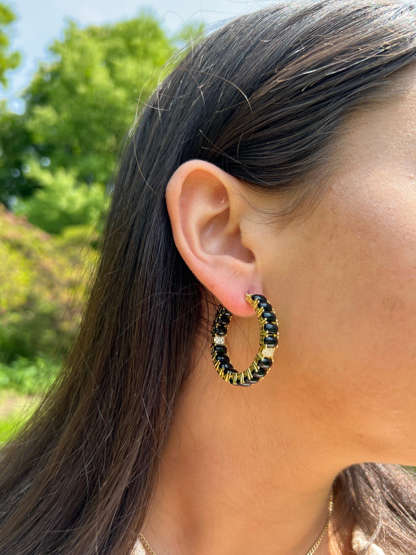 Black Precious Hoop Earring