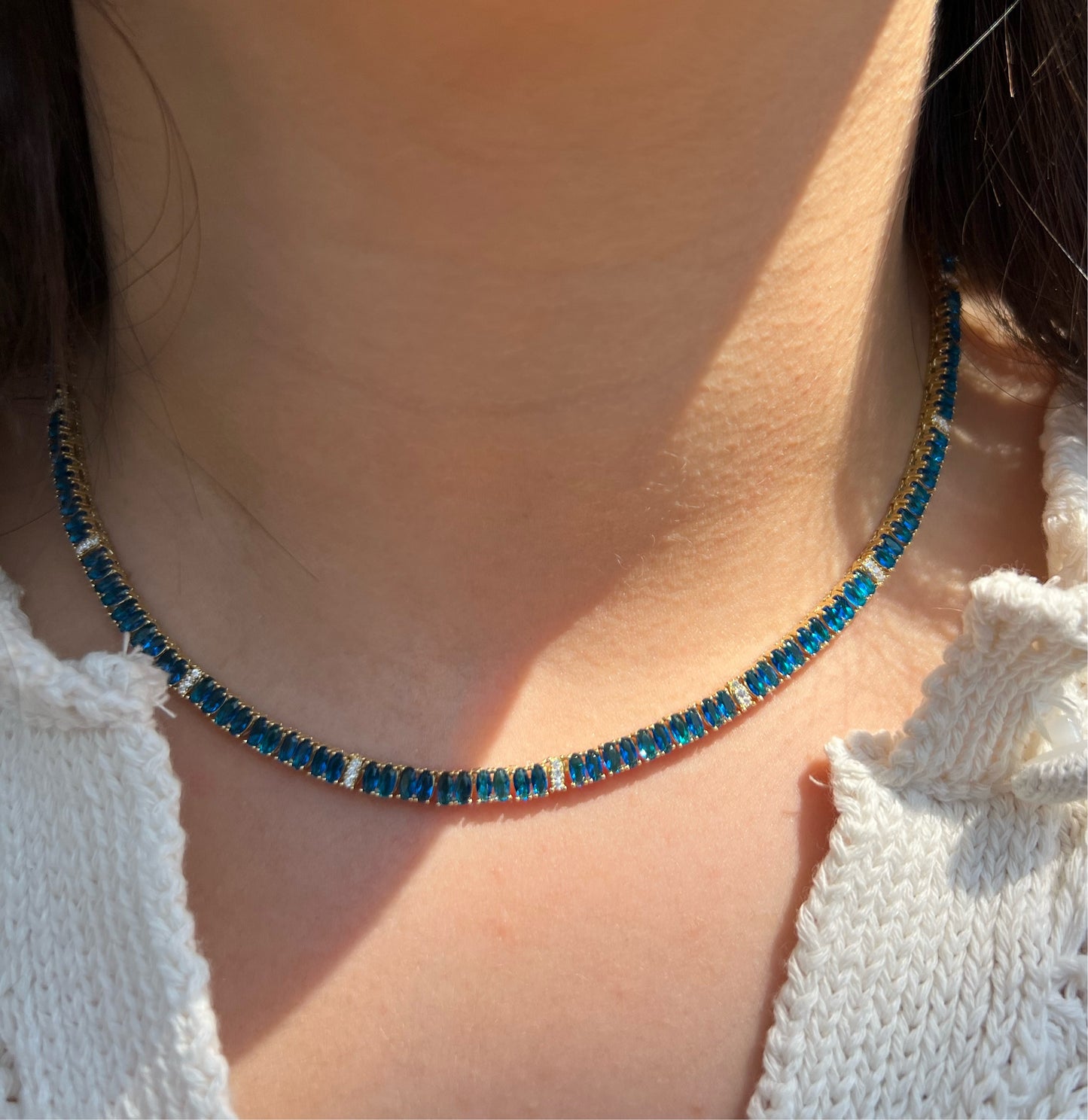 Blue Topaz Oval Necklace