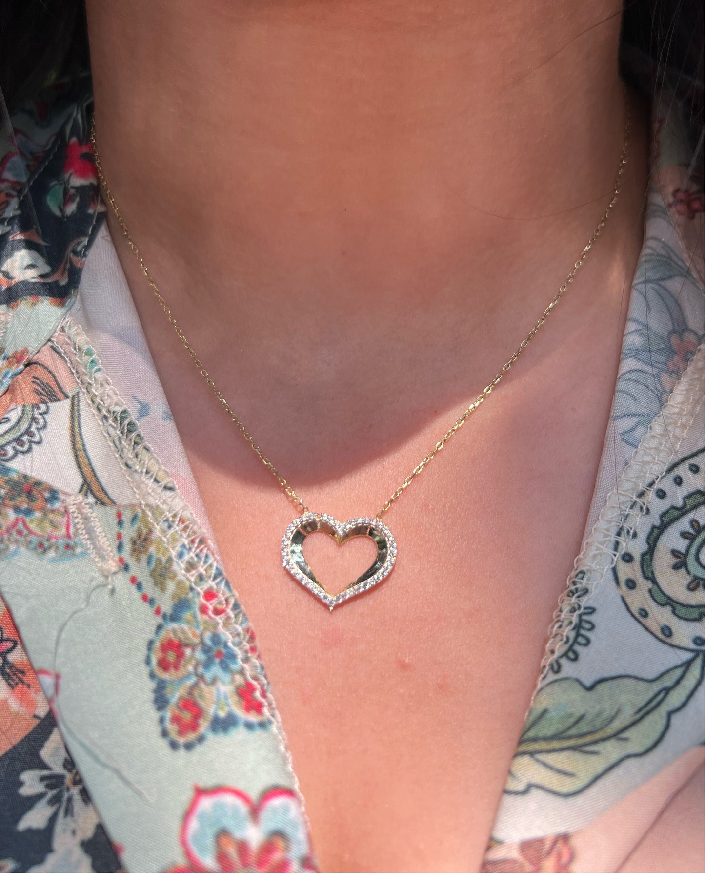 Open Heart Pave Necklace