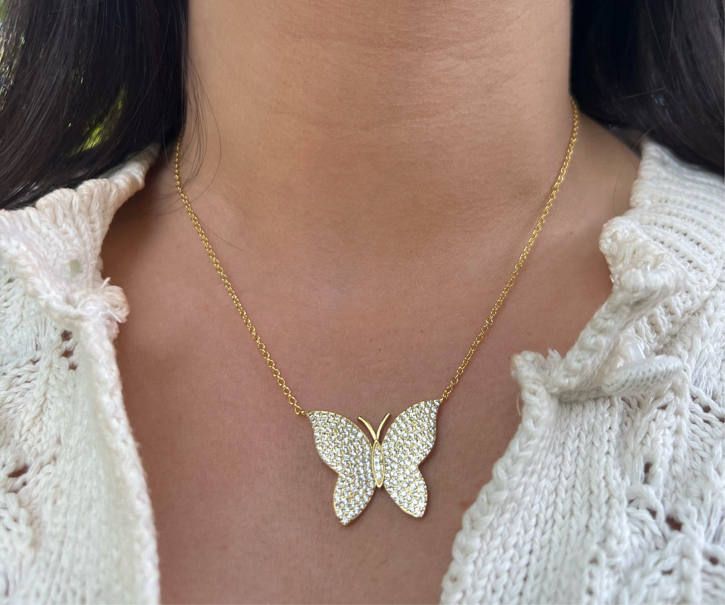 Pave Butterfly necklace