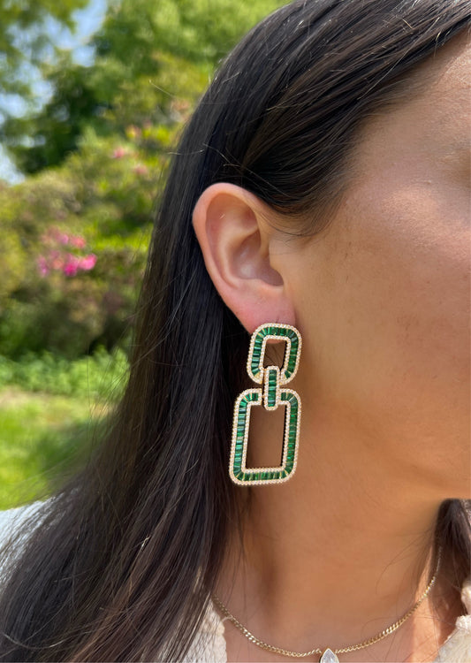 Green Squared Earrings