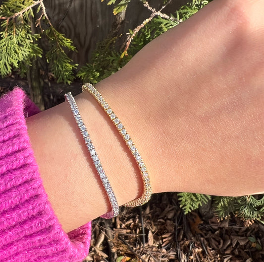 Sterling Silver Round Classic Tennis Bracelets