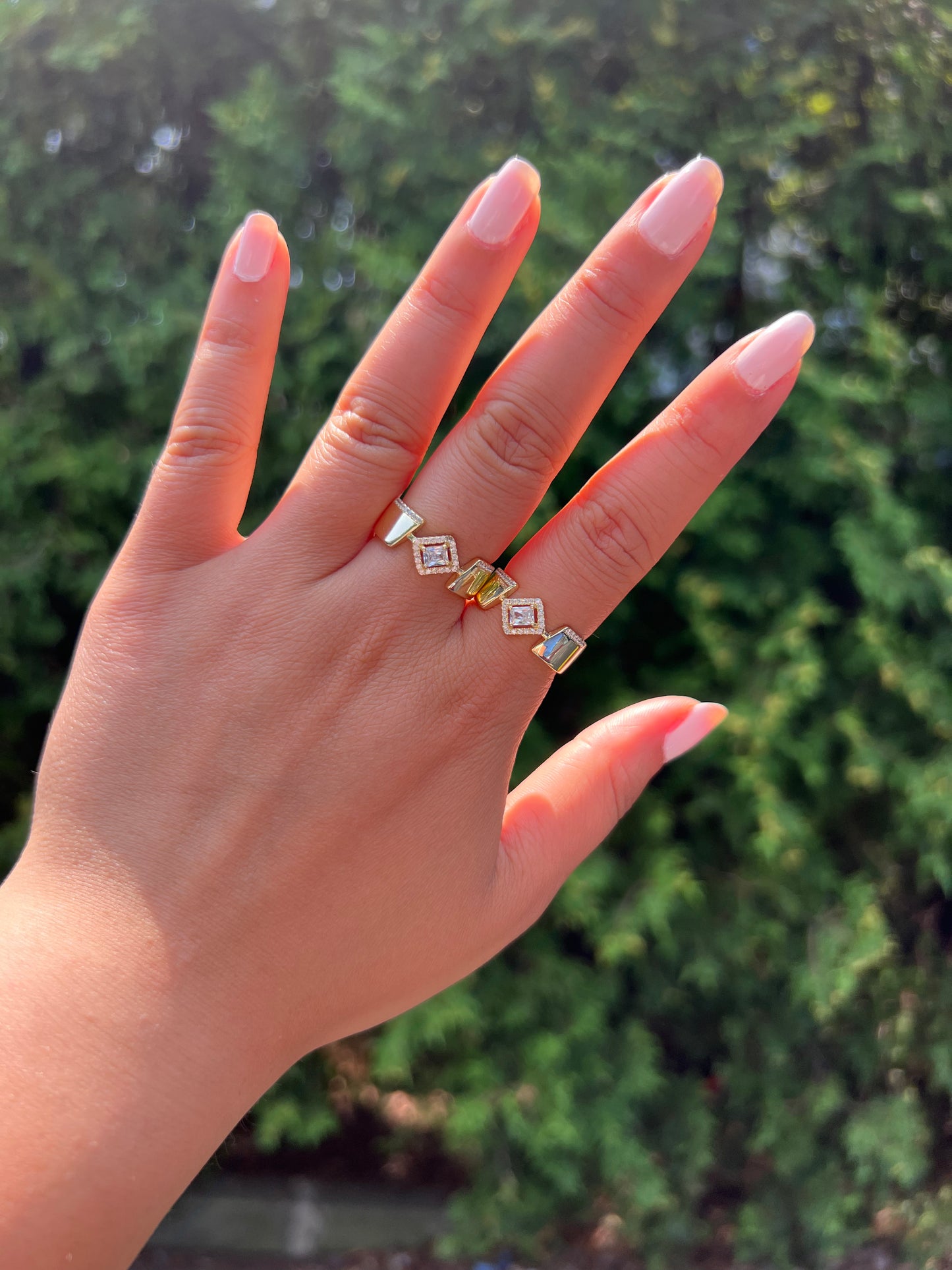 Gold CZ Centered Ring