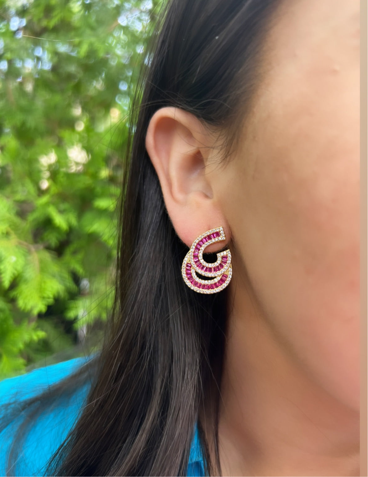 Double Looped Pink Earrings