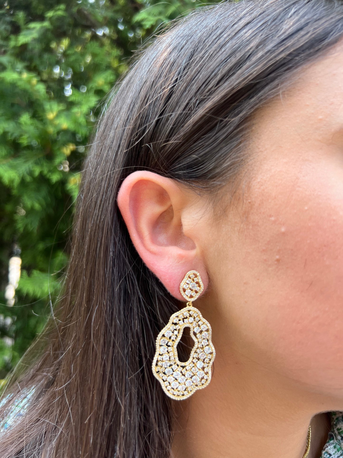 Edged Open Wavy Cocktail Earrings