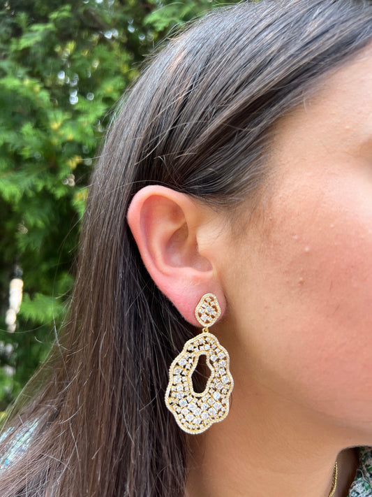 Edged Open Wavy Cocktail Earrings