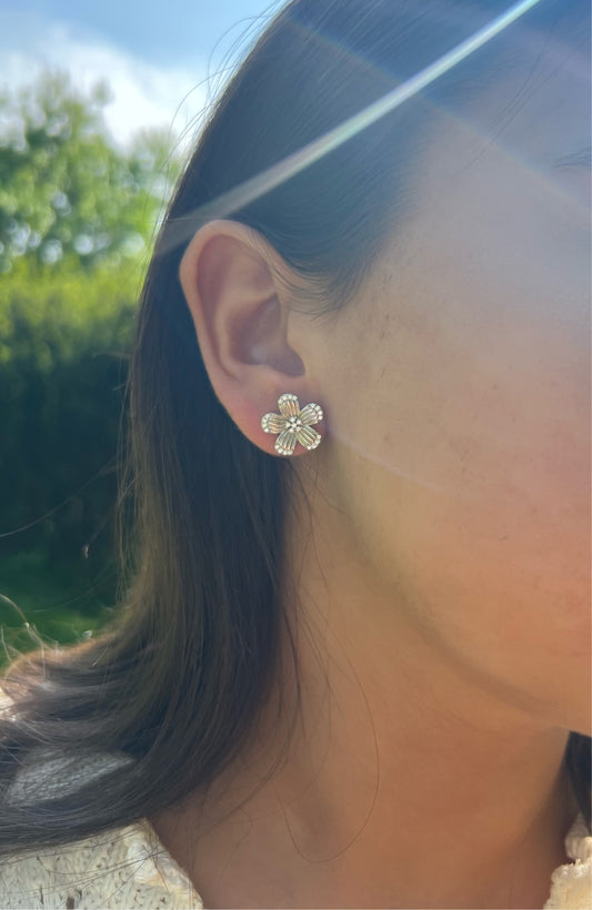 Ribbed Flower Earrings