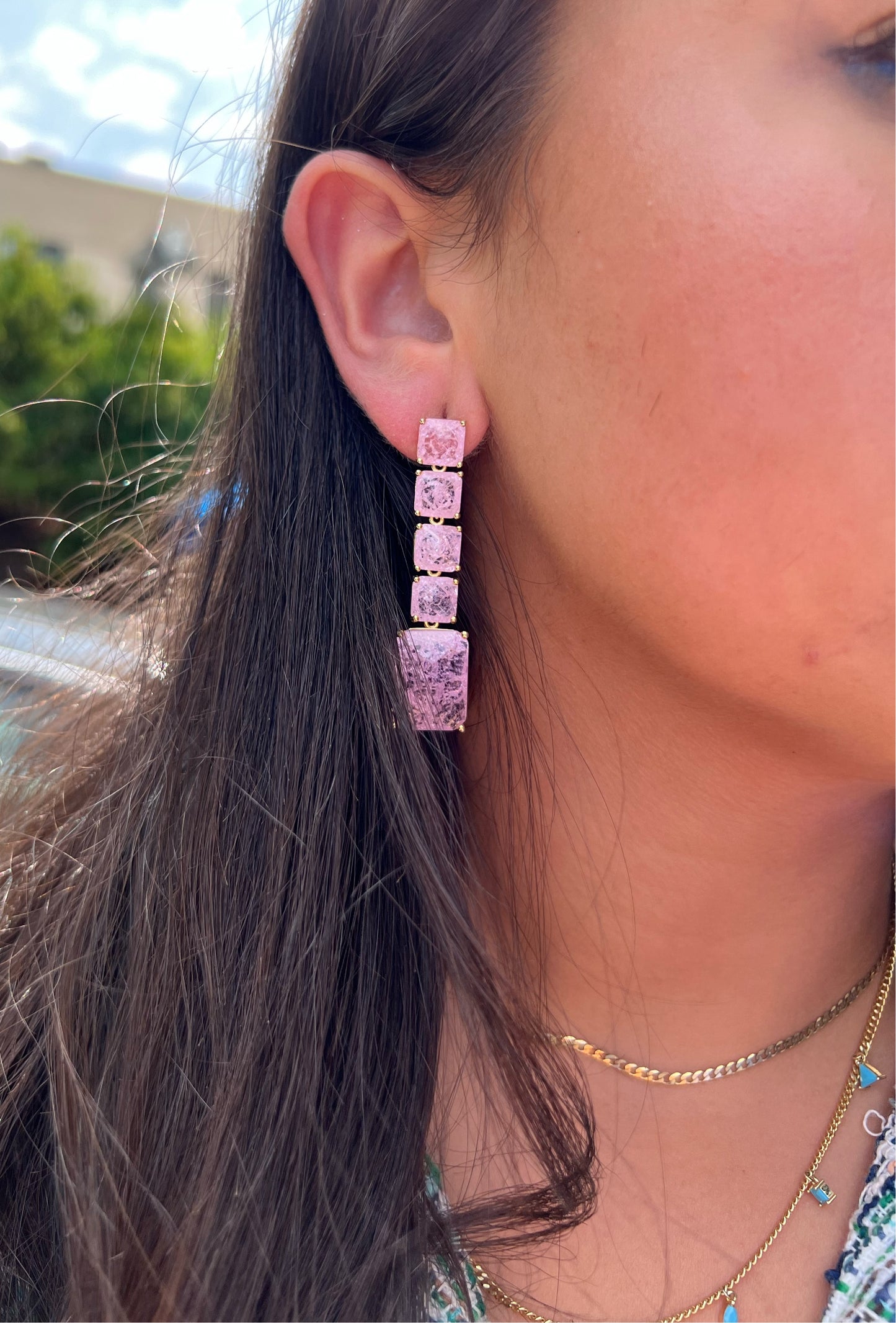 Cubed Pink Earrings