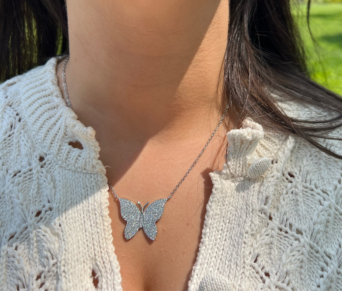 Pave Butterfly necklace