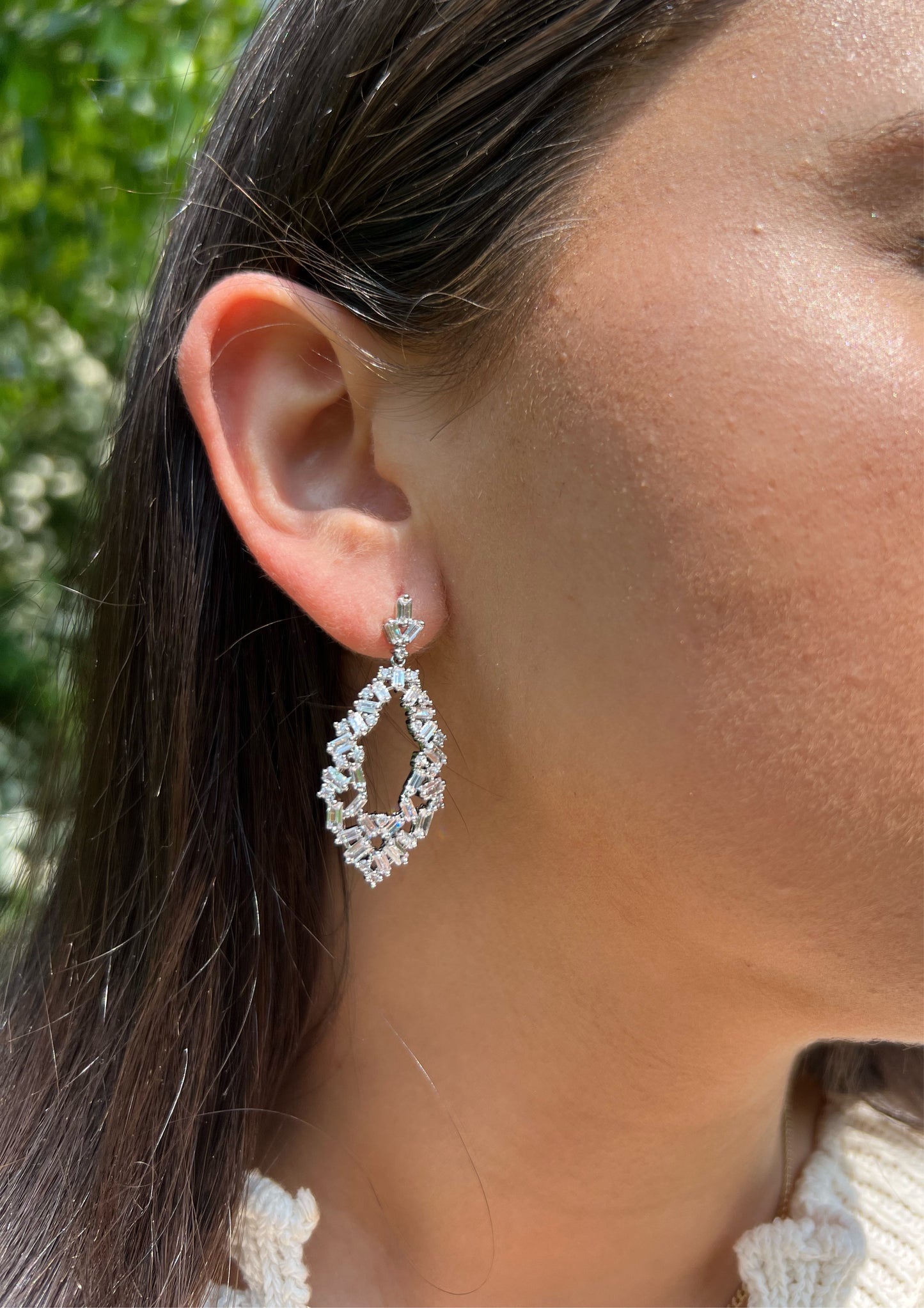 Opened scattered CZ earrings